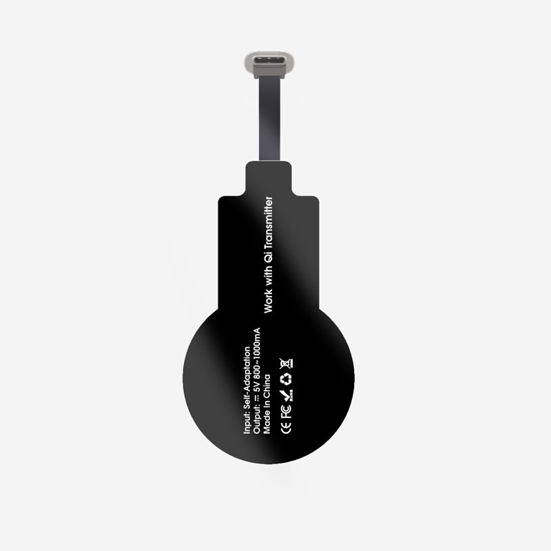 Rose-Shaped Type C Qi Wireless Charger Receiver 5W for USB C Phones - Model 1C Black-White